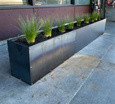 corten steel panels making rectangular planter box|rectangular metal planter box.